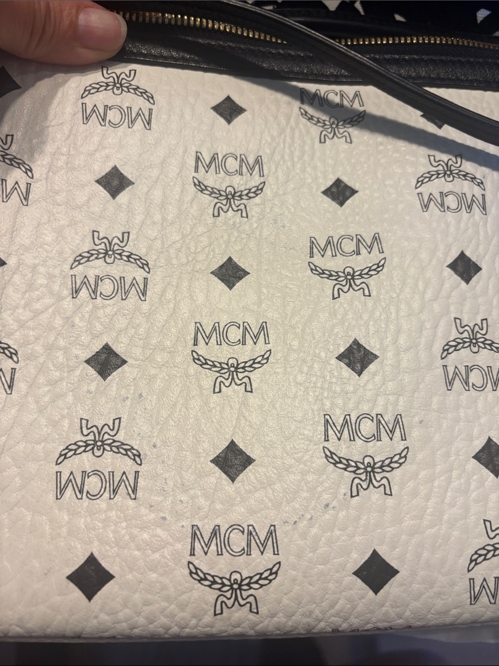 MCM limited edition reversibleBlack & White Patterned Tote with limited Pouch - Picture 13 of 17